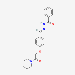 molecular formula C21H23N3O3 B3873929 N'-[(E)-{4-[2-oxo-2-(piperidin-1-yl)ethoxy]phenyl}methylidene]benzohydrazide 