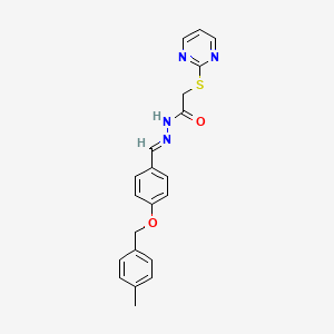 molecular formula C21H20N4O2S B3873993 N'-[(E)-{4-[(4-METHYLPHENYL)METHOXY]PHENYL}METHYLIDENE]-2-(PYRIMIDIN-2-YLSULFANYL)ACETOHYDRAZIDE 