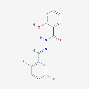 molecular formula C14H10BrFN2O2 B3874004 N-[(E)-(5-bromo-2-fluorophenyl)methylideneamino]-2-hydroxybenzamide 