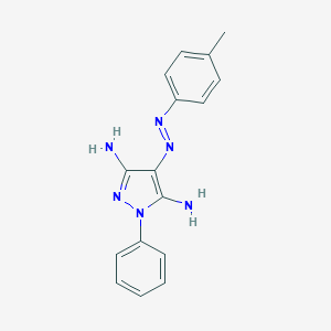 molecular formula C16H16N6 B387404 3-amino-5-imino-1-phenyl-1,5-dihydro-4H-pyrazol-4-one (4-methylphenyl)hydrazone CAS No. 5456-92-8