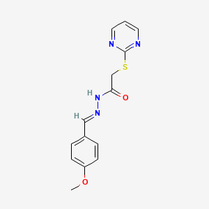 molecular formula C14H14N4O2S B3874040 N'-[(E)-(4-methoxyphenyl)methylidene]-2-(pyrimidin-2-ylsulfanyl)acetohydrazide 