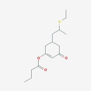 molecular formula C15H24O3S B038742 Butyric acid 5-[2-(ethylthio)propyl]-3-oxo-1-cyclohexen-1-yl ester CAS No. 113641-66-0