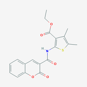 molecular formula C19H17NO5S B387452 ethyl 4,5-dimethyl-2-(2-oxo-2H-chromene-3-carboxamido)thiophene-3-carboxylate CAS No. 313968-04-6