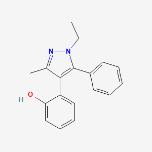 molecular formula C18H18N2O B3874599 Phenol, 2-(1-ethyl-3-methyl-5-phenyl-1H-pyrazol-4-yl)- CAS No. 173275-26-8