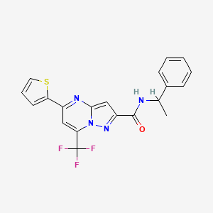 molecular formula C20H15F3N4OS B3874811 N-(1-phenylethyl)-5-thiophen-2-yl-7-(trifluoromethyl)pyrazolo[1,5-a]pyrimidine-2-carboxamide 