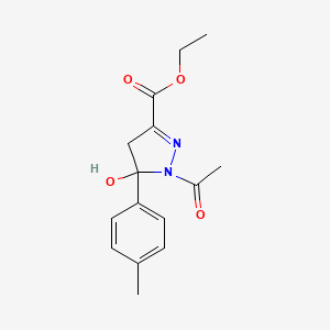 molecular formula C15H18N2O4 B3874818 ethyl 1-acetyl-5-hydroxy-5-(4-methylphenyl)-4H-pyrazole-3-carboxylate 