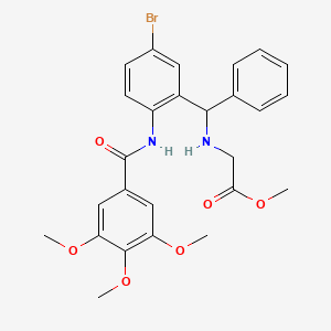 molecular formula C26H27BrN2O6 B3874840 METHYL 2-({[5-BROMO-2-(3,4,5-TRIMETHOXYBENZAMIDO)PHENYL](PHENYL)METHYL}AMINO)ACETATE 