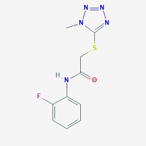 molecular formula C10H10FN5OS B387490 N-(2-fluorophenyl)-2-[(1-methyl-1H-tetraazol-5-yl)sulfanyl]acetamide 