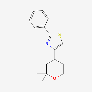molecular formula C16H19NOS B3874944 Thiazole, 2-phenyl-4-(tetrahydro-2,2-dimethyl-2H-pyran-4-yl)- CAS No. 88572-09-2
