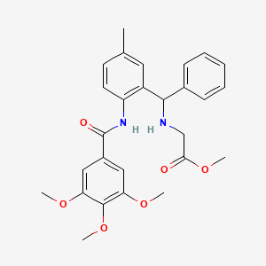 molecular formula C27H30N2O6 B3875063 METHYL 2-({[5-METHYL-2-(3,4,5-TRIMETHOXYBENZAMIDO)PHENYL](PHENYL)METHYL}AMINO)ACETATE 