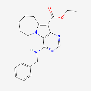 molecular formula C21H24N4O2 B3875140 Ethyl 3-(benzylamino)-1,4,6-triazatricyclo[7.5.0.02,7]tetradeca-2(7),3,5,8-tetraene-8-carboxylate 
