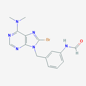 molecular formula C15H15BrN6O B038752 8-Bromo-6-(dimethylamino)-9-(3-formamidobenzyl)-9H-purine CAS No. 123811-36-9