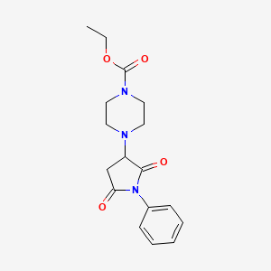 molecular formula C17H21N3O4 B3875210 Ethyl 4-(2,5-dioxo-1-phenylpyrrolidin-3-yl)piperazine-1-carboxylate 