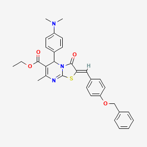 molecular formula C32H31N3O4S B3875215 ETHYL (2Z)-2-{[4-(BENZYLOXY)PHENYL]METHYLIDENE}-5-[4-(DIMETHYLAMINO)PHENYL]-7-METHYL-3-OXO-2H,3H,5H-[1,3]THIAZOLO[3,2-A]PYRIMIDINE-6-CARBOXYLATE 