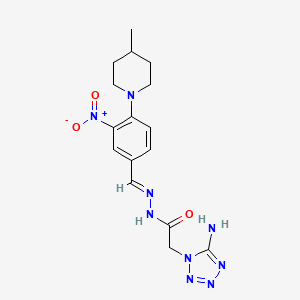 molecular formula C16H21N9O3 B3875259 2-(5-aminotetrazol-1-yl)-N-[(E)-[4-(4-methylpiperidin-1-yl)-3-nitrophenyl]methylideneamino]acetamide 