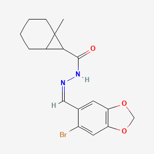 molecular formula C17H19BrN2O3 B3875279 N-[(Z)-(6-bromo-1,3-benzodioxol-5-yl)methylideneamino]-1-methylbicyclo[4.1.0]heptane-7-carboxamide 