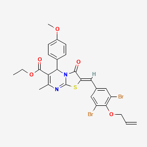 molecular formula C27H24Br2N2O5S B3875282 ethyl (2Z)-2-[(3,5-dibromo-4-prop-2-enoxyphenyl)methylidene]-5-(4-methoxyphenyl)-7-methyl-3-oxo-5H-[1,3]thiazolo[3,2-a]pyrimidine-6-carboxylate 