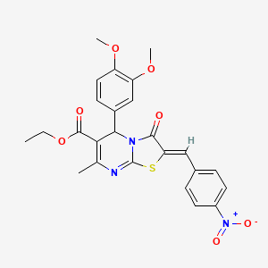 molecular formula C25H23N3O7S B3875301 ethyl (2Z)-5-(3,4-dimethoxyphenyl)-7-methyl-2-(4-nitrobenzylidene)-3-oxo-2,3-dihydro-5H-[1,3]thiazolo[3,2-a]pyrimidine-6-carboxylate 