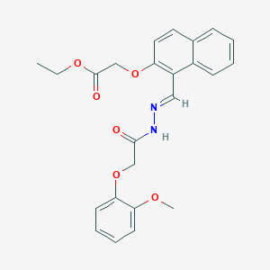 molecular formula C24H24N2O6 B3875345 ethyl 2-[1-[(E)-[[2-(2-methoxyphenoxy)acetyl]hydrazinylidene]methyl]naphthalen-2-yl]oxyacetate 