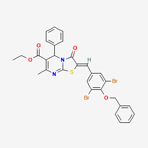 molecular formula C30H24Br2N2O4S B3875348 Ethyl (2Z)-2-{[4-(benzyloxy)-3,5-dibromophenyl]methylidene}-7-methyl-3-oxo-5-phenyl-2H,3H,5H-[1,3]thiazolo[3,2-A]pyrimidine-6-carboxylate 