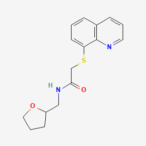 molecular formula C16H18N2O2S B3875377 N-(oxolan-2-ylmethyl)-2-(quinolin-8-ylsulfanyl)acetamide 