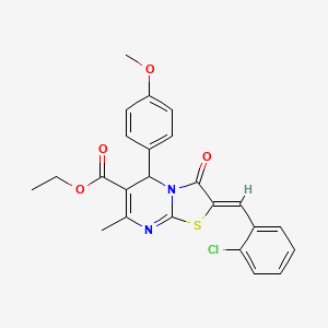 molecular formula C24H21ClN2O4S B3875493 ETHYL (2Z)-2-[(2-CHLOROPHENYL)METHYLIDENE]-5-(4-METHOXYPHENYL)-7-METHYL-3-OXO-2H,3H,5H-[1,3]THIAZOLO[3,2-A]PYRIMIDINE-6-CARBOXYLATE 