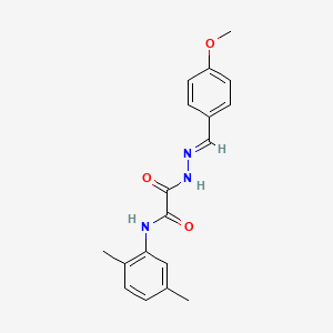 molecular formula C18H19N3O3 B3875628 N-(2,5-DIMETHYLPHENYL)-1-{N'-[(E)-(4-METHOXYPHENYL)METHYLIDENE]HYDRAZINECARBONYL}FORMAMIDE 