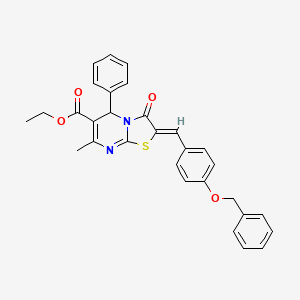 molecular formula C30H26N2O4S B3875661 ETHYL (2Z)-2-{[4-(BENZYLOXY)PHENYL]METHYLIDENE}-7-METHYL-3-OXO-5-PHENYL-2H,3H,5H-[1,3]THIAZOLO[3,2-A]PYRIMIDINE-6-CARBOXYLATE 