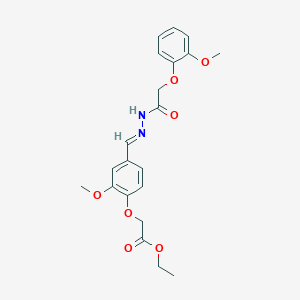 molecular formula C21H24N2O7 B3875668 ethyl 2-[2-methoxy-4-[(E)-[[2-(2-methoxyphenoxy)acetyl]hydrazinylidene]methyl]phenoxy]acetate 