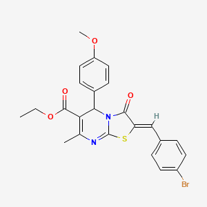 molecular formula C24H21BrN2O4S B3875708 ethyl (2Z)-2-(4-bromobenzylidene)-5-(4-methoxyphenyl)-7-methyl-3-oxo-2,3-dihydro-5H-[1,3]thiazolo[3,2-a]pyrimidine-6-carboxylate 