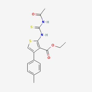 molecular formula C17H18N2O3S2 B3875712 ETHYL 2-{[(ACETYLAMINO)CARBOTHIOYL]AMINO}-4-(4-METHYLPHENYL)-3-THIOPHENECARBOXYLATE CAS No. 5652-02-8