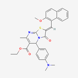 molecular formula C30H29N3O4S B3875713 ETHYL (2Z)-5-[4-(DIMETHYLAMINO)PHENYL]-2-[(2-METHOXYNAPHTHALEN-1-YL)METHYLIDENE]-7-METHYL-3-OXO-2H,3H,5H-[1,3]THIAZOLO[3,2-A]PYRIMIDINE-6-CARBOXYLATE 