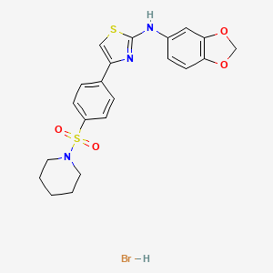 molecular formula C21H22BrN3O4S2 B3875742 N-(1,3-benzodioxol-5-yl)-4-(4-piperidin-1-ylsulfonylphenyl)-1,3-thiazol-2-amine;hydrobromide 