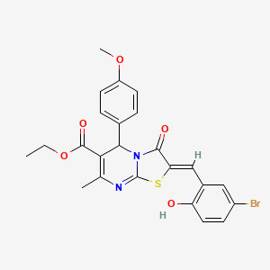 molecular formula C24H21BrN2O5S B3875747 Ethyl (2Z)-2-[(5-bromo-2-hydroxyphenyl)methylidene]-5-(4-methoxyphenyl)-7-methyl-3-oxo-2H,3H,5H-[1,3]thiazolo[3,2-A]pyrimidine-6-carboxylate 