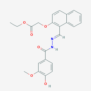 molecular formula C23H22N2O6 B3875794 ethyl 2-[1-[(E)-[(4-hydroxy-3-methoxybenzoyl)hydrazinylidene]methyl]naphthalen-2-yl]oxyacetate 