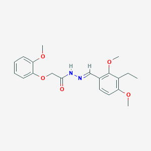 molecular formula C20H24N2O5 B3875812 N'-[(E)-(3-Ethyl-2,4-dimethoxyphenyl)methylidene]-2-(2-methoxyphenoxy)acetohydrazide 