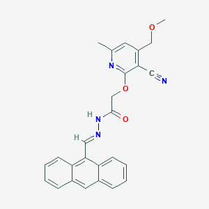 molecular formula C26H22N4O3 B3875826 N-[(E)-anthracen-9-ylmethylideneamino]-2-[3-cyano-4-(methoxymethyl)-6-methylpyridin-2-yl]oxyacetamide 