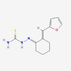 molecular formula C12H15N3OS B3875847 (2E)-2-[(2E)-2-(furan-2-ylmethylidene)cyclohexylidene]hydrazinecarbothioamide 