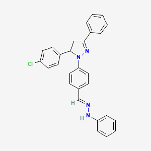 molecular formula C28H23ClN4 B3875931 N-[(E)-[4-[3-(4-chlorophenyl)-5-phenyl-3,4-dihydropyrazol-2-yl]phenyl]methylideneamino]aniline 