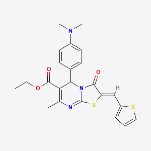 molecular formula C23H23N3O3S2 B3876022 ethyl (2Z)-5-[4-(dimethylamino)phenyl]-7-methyl-3-oxo-2-(thiophen-2-ylmethylidene)-2,3-dihydro-5H-[1,3]thiazolo[3,2-a]pyrimidine-6-carboxylate 
