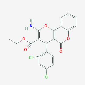 molecular formula C21H15Cl2NO5 B387604 ethyl 2-amino-4-(2,4-dichlorophenyl)-5-oxo-4H,5H-pyrano[3,2-c]chromene-3-carboxylate CAS No. 309926-98-5
