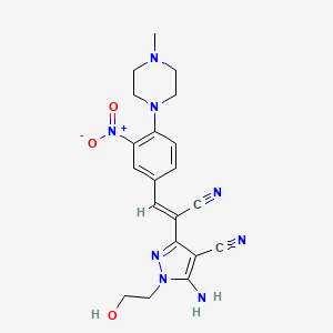 molecular formula C20H22N8O3 B3876071 5-amino-3-[(1Z)-1-cyano-2-[4-(4-methylpiperazin-1-yl)-3-nitrophenyl]eth-1-en-1-yl]-1-(2-hydroxyethyl)-1H-pyrazole-4-carbonitrile 