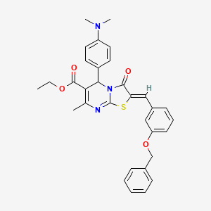 molecular formula C32H31N3O4S B3876122 Ethyl (2Z)-2-{[3-(benzyloxy)phenyl]methylidene}-5-[4-(dimethylamino)phenyl]-7-methyl-3-oxo-2H,3H,5H-[1,3]thiazolo[3,2-A]pyrimidine-6-carboxylate 