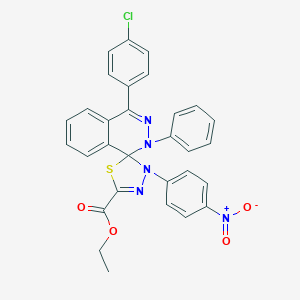 molecular formula C30H22ClN5O4S B387616 Ethyl 4-(4-chlorophenyl)-4'-(4-nitrophenyl)-2-phenyl-1,2,4',5'-tetrahydrospiro(phthalazine-1,5'-[1,3,4]-thiadiazole)-2'-carboxylate 