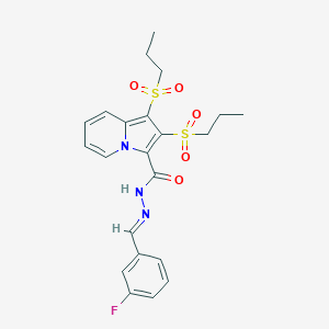 molecular formula C22H24FN3O5S2 B387628 N'-(3-fluorobenzylidene)-1,2-bis(propylsulfonyl)-3-indolizinecarbohydrazide 