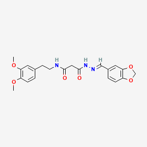molecular formula C21H23N3O6 B3876308 N'-[(E)-1,3-benzodioxol-5-ylmethylideneamino]-N-[2-(3,4-dimethoxyphenyl)ethyl]propanediamide 