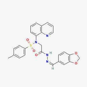 molecular formula C26H22N4O5S B3876443 N-[(Z)-1,3-benzodioxol-5-ylmethylideneamino]-2-[(4-methylphenyl)sulfonyl-quinolin-8-ylamino]acetamide 