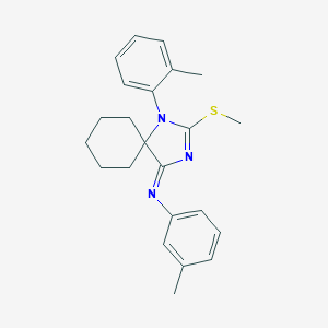 molecular formula C23H27N3S B387649 N-(3-methylphenyl)-N-[1-(2-methylphenyl)-2-(methylsulfanyl)-1,3-diazaspiro[4.5]dec-2-en-4-ylidene]amine 
