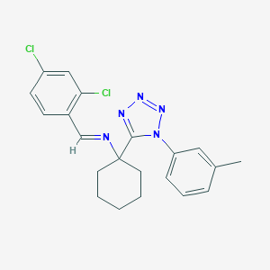 molecular formula C21H21Cl2N5 B387653 N-(2,4-dichlorobenzylidene)-N-{1-[1-(3-methylphenyl)-1H-tetraazol-5-yl]cyclohexyl}amine 
