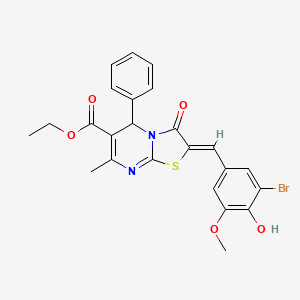 molecular formula C24H21BrN2O5S B3876626 Ethyl (2Z)-2-[(3-bromo-4-hydroxy-5-methoxyphenyl)methylidene]-7-methyl-3-oxo-5-phenyl-2H,3H,5H-[1,3]thiazolo[3,2-A]pyrimidine-6-carboxylate 